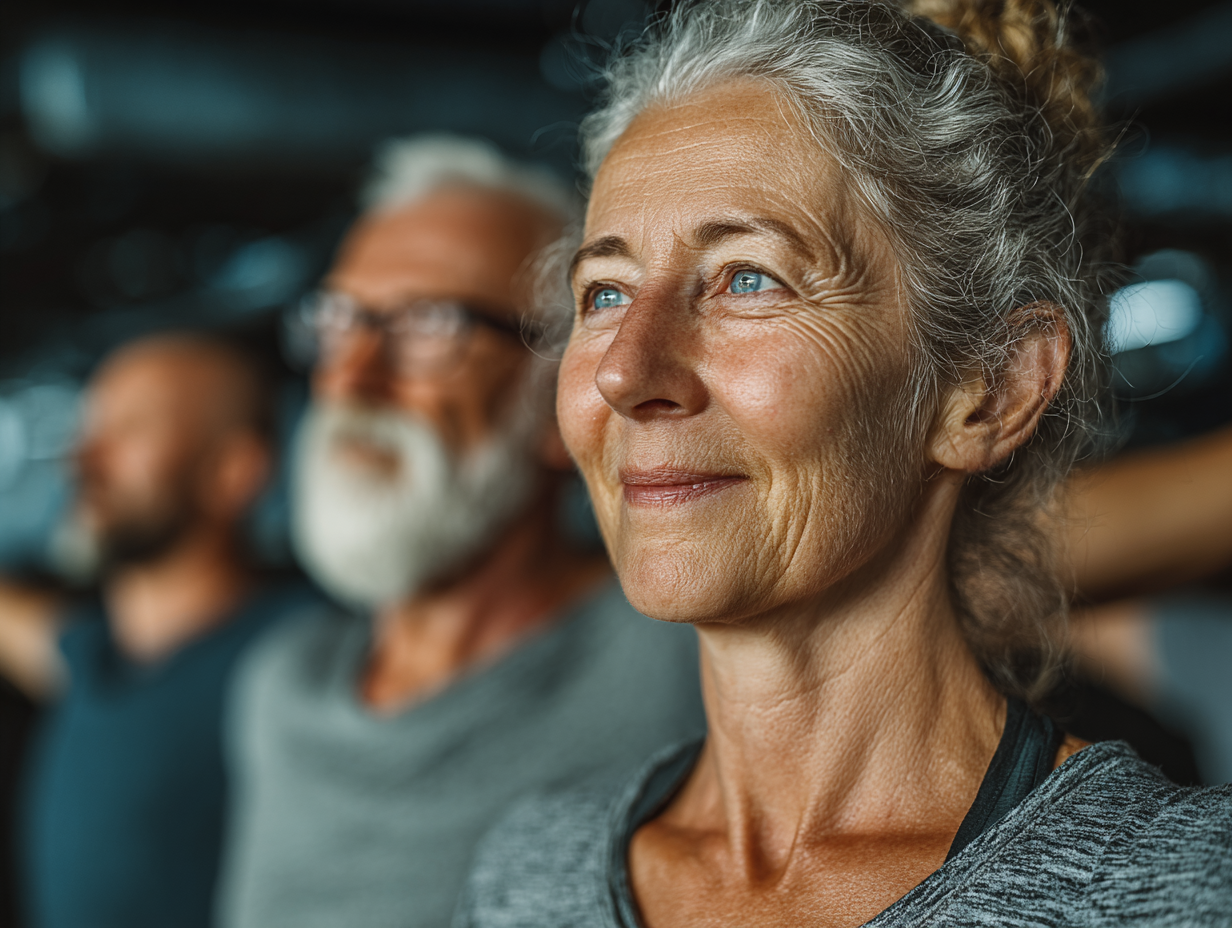 Adulți activi practicând exerciții ușoare în aer liber